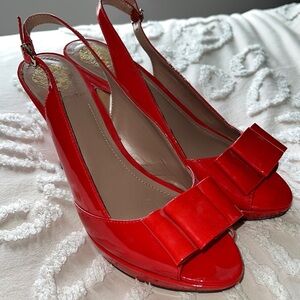 Vince Camuto - bright coral patent leather heels